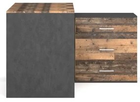 Písací stôl so zásuvkami a univerzálnym rohom P/L JULES hnedá/čierna