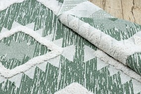 Ekologický koberec MOROC 22312 EKO SIZAL Romby, z recyklovanej bavlny, strapce, béžovo - zelený