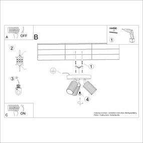 Stropné svietidlo Karbon, 3x tmavobéžové hliníkové tienidlo, (možnosť polohovania)