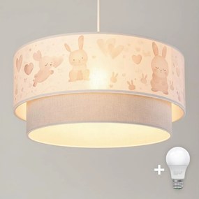 BRILAGI- LED detský luster na lanku BOBO 1xE27/60W/230V pr.40 cm krémová/sivá/kráľovská modrá