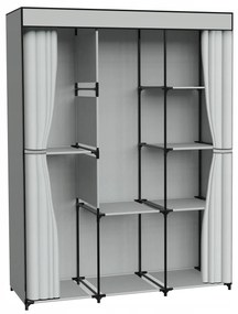 Látková šatníková skriňa s 8 policami CELINA sivá