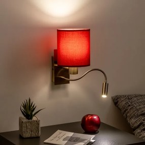 Brilagi-LED Nástenná lampa NUBILA 1xE27/25W/230V+LED/3W mosadz/pompej.červená