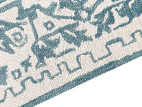 Vlnený koberec 140 x 200 cm biela/modrá AHMETLI Beliani