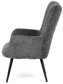 Autronic - Křeslo "ušák", potah šedá látka, nohy černý kov. - AK-W1206 GREY2