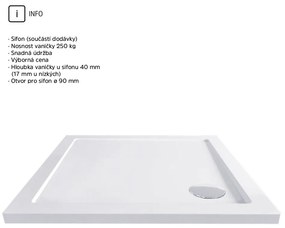 Mereo Mereo, Kora Lite sprchový set: sprchovací kút 90x90x185 cm, chróm ALU, sklo číre, 90 cm, vanička, sifón, MER-CK34123ZN