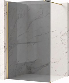 Bezrámová sprchová zástena REA FLEXI GOLD BRUSH 120 cm, zlatá kartáčovaná/sivá dymová - bez vaničky