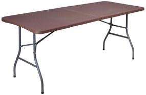Cateringový stôl RATTAN, rozkladací do kufra, 180 cm, hnedý