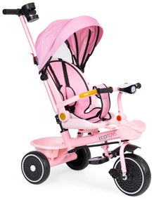 Trojkolka 2v1 otočné sedadlo a skladacia strieška ružová - ECOTOYS