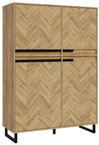 Komoda Solletico 4d Dub Spica rybia kosť / Dub Bartex