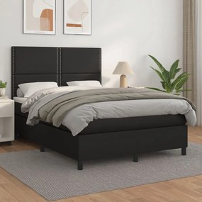 Boxspring posteľ s matracom čierny 140x190 cm umelá koža 3142779