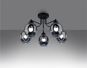 Čierne stropné svietidlo so skleneným tienidlom 59x59 cm Garten – Sollux