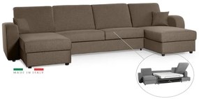 Rozkladacia sedacia súprava na každodenné spanie LIVORNO U, hnedá (penelope 04), 140