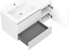 Mexen Orio, kúpeľňová skrinka 90 cm s umývadlom Otis vľavo, 2S, 1D, biela matná, 91A13-09047-3-BBFFF01-W18L01