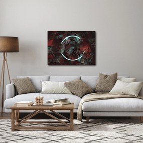 Obraz - Neónový kruh medzi palmami (70x50 cm)