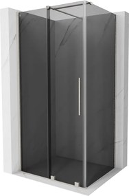 Mexen Velar, sprchový kút s posuvnými dverami 110 x 85 cm, 8mm šedé sklo, brúsená oceľ, 871-110-085-41-97