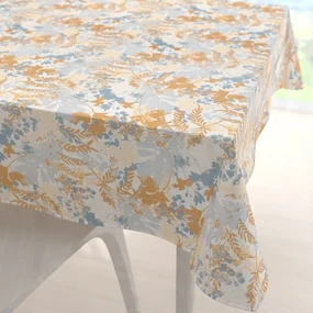 Biante Zamatový štvorcový obrus Tamara TMR-043 Hnedo-modré designové rastliny 100x100 cm