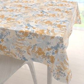 Biante Zamatový štvorcový obrus Tamara TMR-043 Hnedo-modré designové rastliny 130x130 cm
