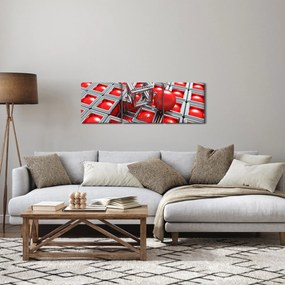 Obraz - 3D metalická abstrakcia (s hodinami) (90x30 cm)