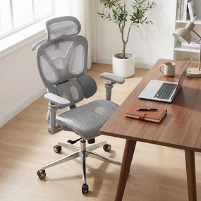 Kancelárska ergonomická stolička PORTE II — sieťovina, sivá
