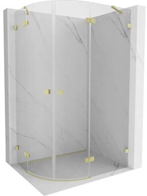 Mexen Lunar, pravý polkruhový sprchový kút 90 x 70 cm, 8mm číre sklo, zlatý matný profil, 833-090P-070L-55-00