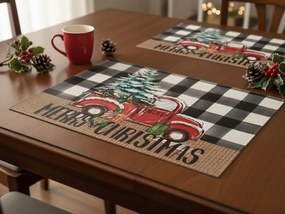 Vianočné prestieranie na stôl MERRY CHRISTMAS 30x45 cm, biele