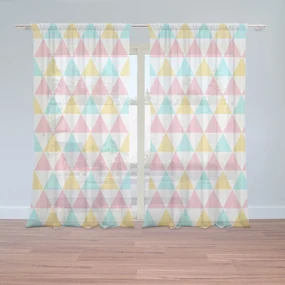 Sablio Záclony Trojfarebné Trojuholníky: 2ks 150x250cm