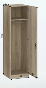 Úzka šatníková skriňa do predsiene 51 cm ROSHARON - dub sonoma