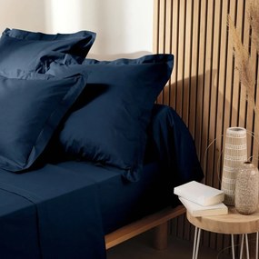 Tmavomodrá napínacia plachta z Bio bavlny 160x200 cm Biolina – douceur d'intérieur