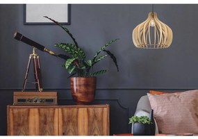 Závesné svietidlo Timber 3, 1x drevené tienidlo, lp