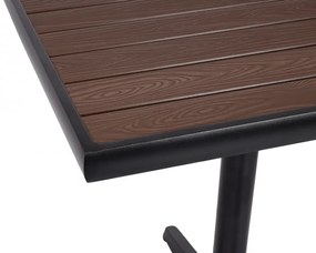 Záhradný stôl HWC-J95, hliník vzhľad dreva - čierna, tmavo hnedá