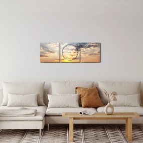 Obraz - Slony putujúce savanou (s hodinami) (90x30 cm)