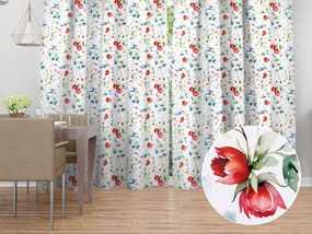 Biante Dekoračný záves TF-116 Akvarelové kvety s kolibríkmi na bielom 140x140 cm
