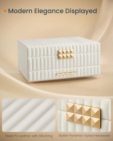 Šperkovnica so zrkadlom ANAH, organizér na šperky so zásuvkou, biela