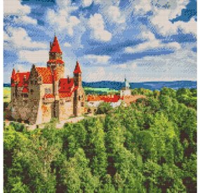 Gario Diamantové maľovanie Hrad Bouzov 2 Rozmery: 50 x 50 cm, Rámovanie: Iba zrolované plátno, Diamanty: Štvorcové