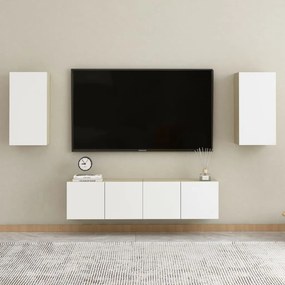 4-dielna súprava TV skriniek biela a dub sonoma drevotrieska 3079167