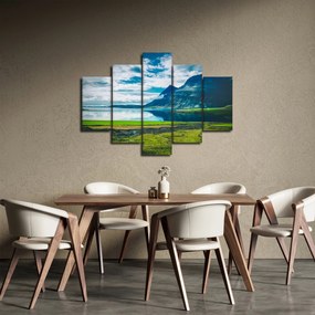 Obraz jazera s horami (150x105 cm)