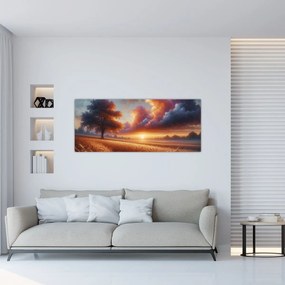Obraz – Západ slnka na poli (120x50 cm)