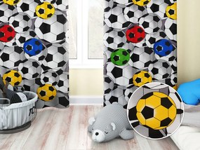 Biante Detský bavlnený záves Sandra SA-580 Farebné a sivé futbalové lopty 150x220 cm