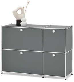 Odkladacia skrinka »CN3« so 4 výklopnými dvierkami, sivá