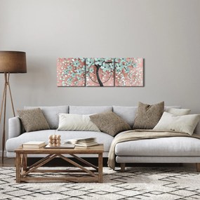Obraz - Pastelovo modré kvety (s hodinami) (90x30 cm)