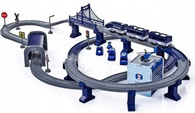 LEAN Toys Súprava mestský policajný vlak modrý 203 km/h