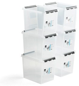 Plastový box s vekom LEE, 25 L, 6 ks, 400x300x320 mm, priehľadný