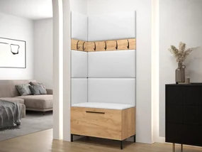 Predsieňová zostava Frunofta IV, Farby: dub craft, Farba čalúnenia:: ekokoža Soft 011 (čierna)