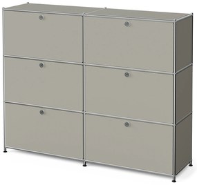Kovová komoda »CN3« so 6 výklopnými priečinkami, svetlosivá