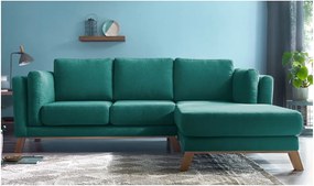 Tyrkysovomodrá rohová pohovka Bobochic Paris Seattle, pravý roh