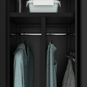 BHP šatníková skriňa KACPER so štyrmi priehradkami, 800 x 1800 x 500 mm, čierna farba