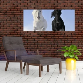Obraz - Kone v zime (120x50 cm)