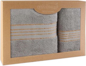 BAVLNENÉ UTERÁKY TIWANO SADA 1 KS 50X90 CM, 1 KS 70X140 CM SIVÁ