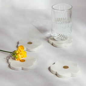 Podtácky pod hrnček MARBLE STRIPES mramorové v tvare kvetu 724275 (4 ks)