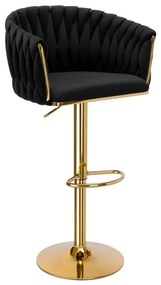 Barová stolička COFTON zamatová, zlatá / čierna